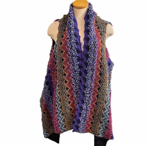 Soft Surroundings Taylor Colorful Textured Knit Topper Vest Cardigan One Size - Picture 2 of 8